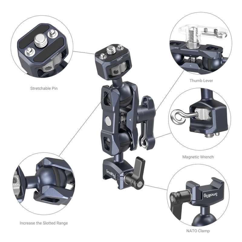 SmallRig Magic Arm with Dual Ball Heads (1/4”-20 Screw and NATO Clamp) 3875