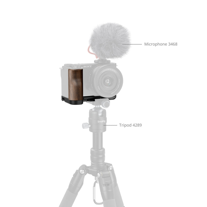 SmallRig L-Shape Mount Plate with Wooden Handle for Sony ZV-E10 II 4864